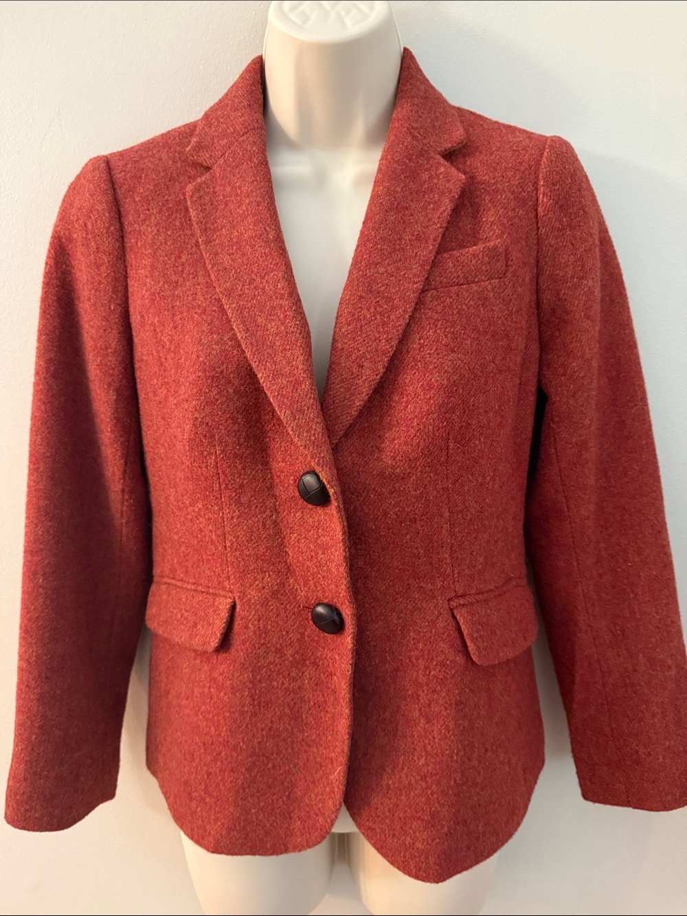 Women's Red Wool Blend Tailored Blazer Jacket